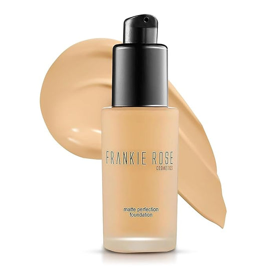 Frankie Rose Cosmetics Matte Perfection Foundation Makeup – Long-Lasting, Hydrating Foundation for Semi-Matte Finish - Foundation Full Coverage for All Skin Types - (Bare) 1.0 US fl oz / 30 ml