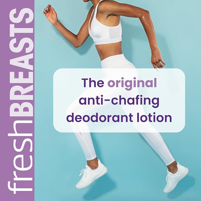 Fresh BREASTS Cream Anti Chafing Deodorant Lotion to Powder, 3.4oz (3 Pack) Anti Chafe Whole Body Deodorant for Women, Inner Thighs & Areas that Sweat - No Talc, Aluminum or Fragrance