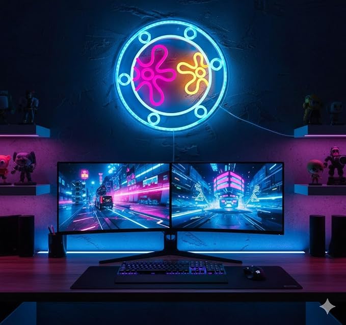 manimo Ocean World Porthole Neon Lights, LED Under Sea Porthole Neon Signs for Wall Decor,USB Night Light for Game Room Bedroom Birthday Wedding Party Gifts(13.3 * 13.3in)
