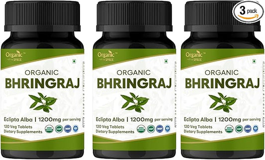Bhringraj 120 Tablets | Eclipta Alba (Bhringraj) | USDA Organic Certified | Ayurvedic Hair Care* | Organic and Natural 120tab - Pack of 3