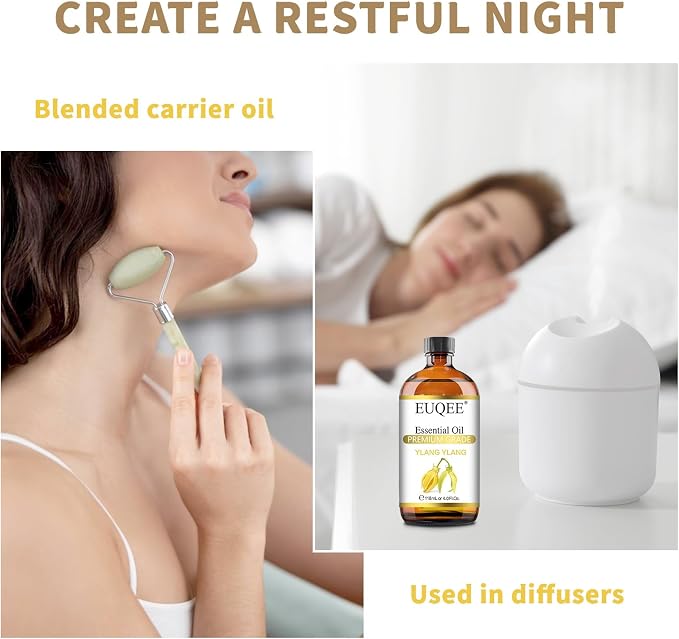EUQEE Ylang Ylang Essential Oil 118ml with Glass Dropper, Pure Ylang Ylang Oil for Diffuser, Candle Making - 4 Fl.Oz