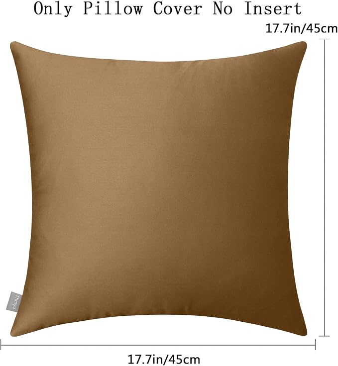 Thmyo 4-Pack 100% Cotton Comfortable Solid Decorative Throw Pillow Case Square Cushion Cover Pillowcase Sublimation Blank Pillow Covers DIY Throw Pillowcase for Sofa(18x18inch/45x45cm,Light Coffee)