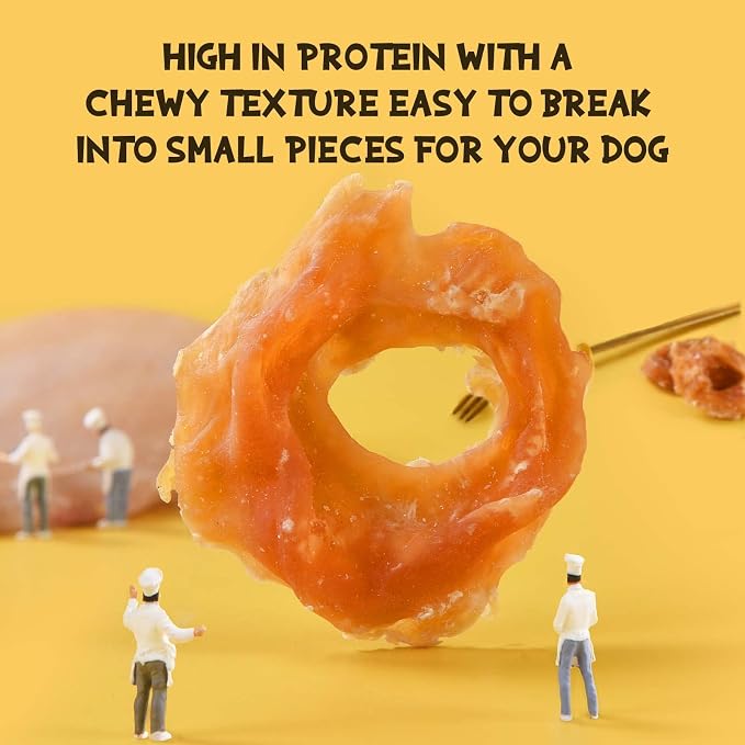 Chicken Jerky Dog Treats, Chicken Rings, Training Treats for Dogs, Natural Dog Jerky Treats