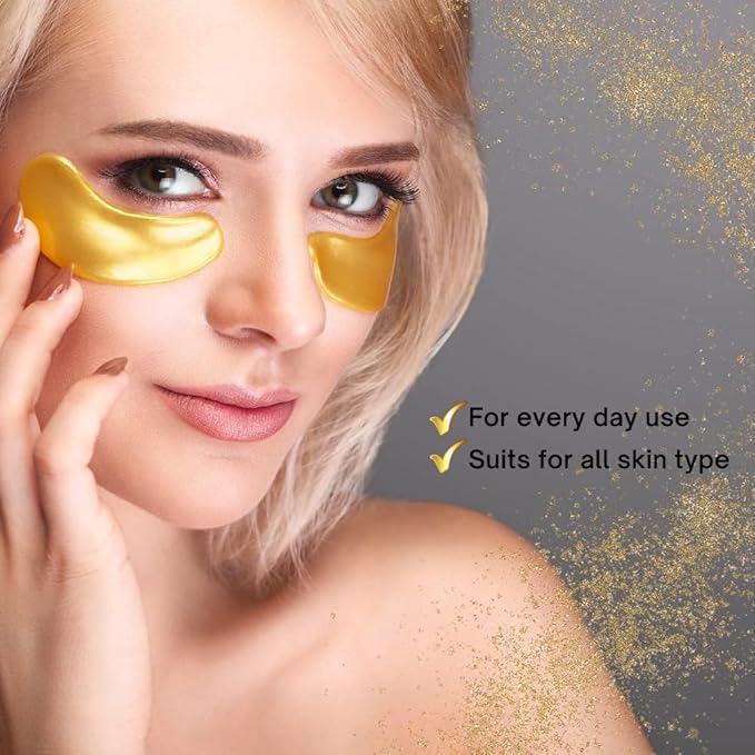24K Gold Under Eye Patches, Eye Mask, Eye Patches for Puffy Eyes and Dark Circles, Eye Masks Skincare, Under eye patches for puffy eyes dark circles, Under eye treatment, Eye Care (32 Pairs)