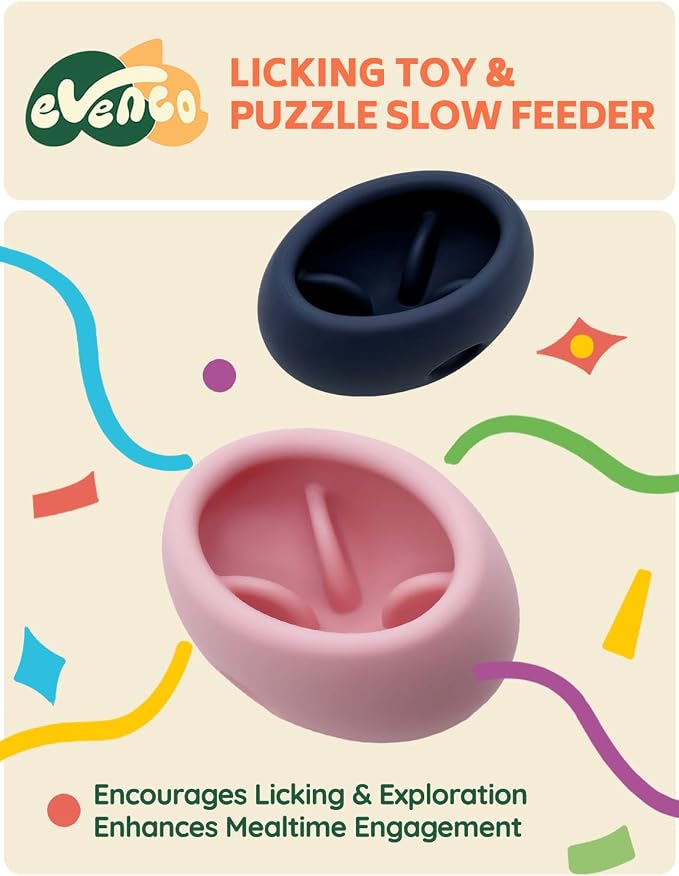 2-in-1 Dog Enrichment Toy & Slow Feeder - Interactive Freeze Licking Bowl and Treat Dispenser for Dogs, Relieves Boredom and Anxiety (5.3" x 3.75" x 2.95", Pink)
