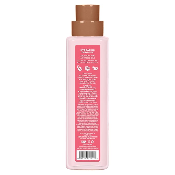 Tree Hut Pink Champagne Foaming Gel Body Wash, Mothers Day Gifts, Hydrating & Moisturizing Shower Gel for Soft, Glowing Skin, Fruity Floral Scent, 18 fl oz