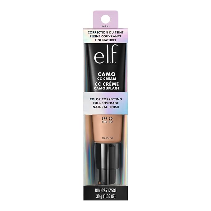 e.l.f. Camo CC Cream, SPF 30 Color-Correcting Medium-To-Full Coverage Face Foundation, Delivers An Airbrushed Finish, Vegan & Cruelty-Free, Light 280 N