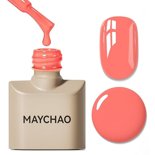 MAYCHAO 15ML Carrot Gel Nail Polish 1Pc Coral Pink Gel Polish Soak Off UV LED Nail Polish Nail Art Starter Manicure Salon DIY at Home, 0.5 OZ