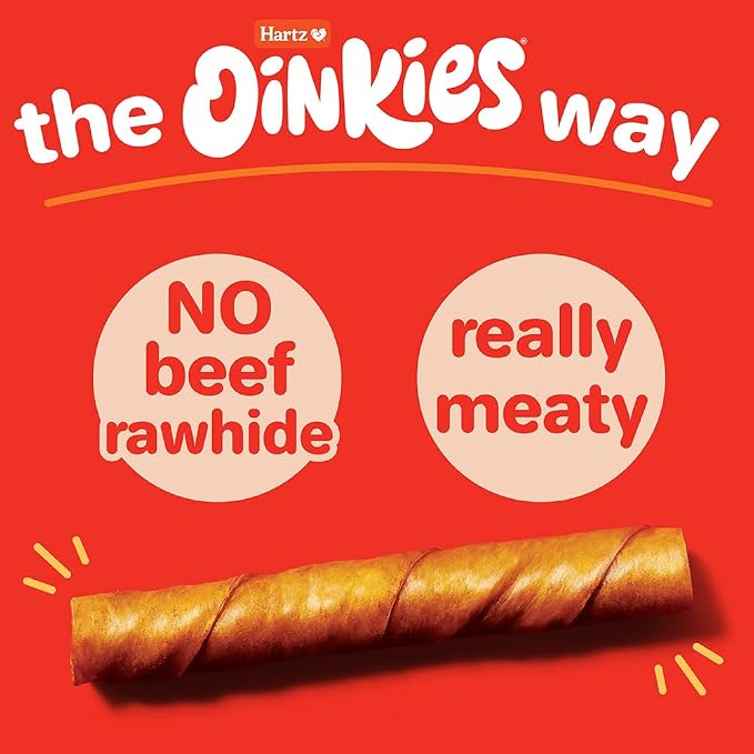 Hartz Oinkies Smoked Twists with Naturally Smoked Pork Rawhide-Free Dog Treats,Highly Digestible Long Lasting Dog Chews,(Pack of 80)