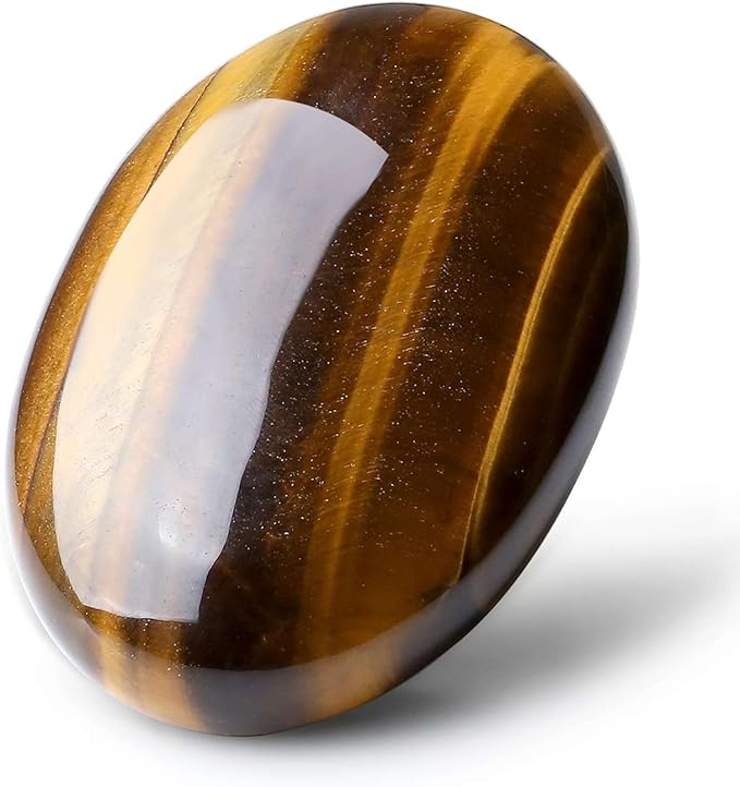 LAIDANLA Tiger's Eye 2.4" Large Palm Stone Healing Crystals Natural Gemstones Calming Effects Energy Balancing Reiki Polished Worry Stone Cleansing Protection Anxiety Stress Relief Therapy 1PC