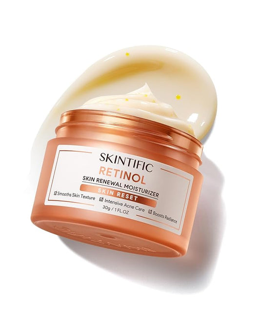 Retinol Skin Renewal Moisturizer, Retinol Cream for Face, Blemish Care, Oil Control & Pore Minimizing, Lightweight, Fragrance-Free, Night Cream for All Skin Types from Age 20+