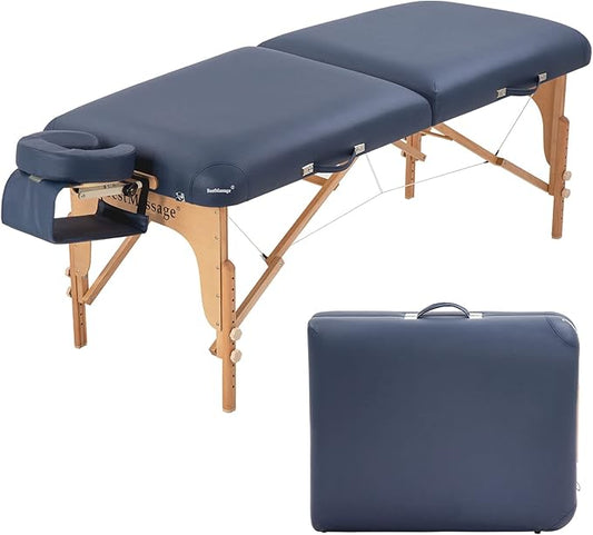 BestMassage Massage Bed Portable Massage Table 72" L*30" W*3.5" THK Lash Bed Height Adjustable 2 Folding PU Leather Spa Table with Oxford Bag for Spa Footmassage Facial CareSpa Tattoo