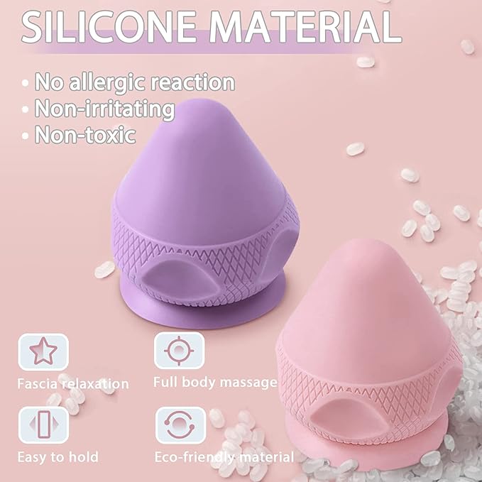 Manual Massage Ball Set, 2 PCS Deep Tissue Trigger Point Massage Myofascial Release Balls, Silicone Physical Therapy Balls, Massage Therapy Tools for Deep Muscles, Sore Muscles, Muscle Knots (Purple)