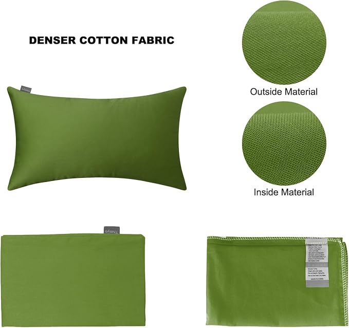Thmyo 4-Pack 100% Cotton Lumbar Comfortable Solid Decorative Throw Pillow Case, Rectangle Cushion Cover Pillowcase Sublimation Blank Pillow Covers DIY Throw Pillowcase(12x20inch/30x50cm, Olive Green)