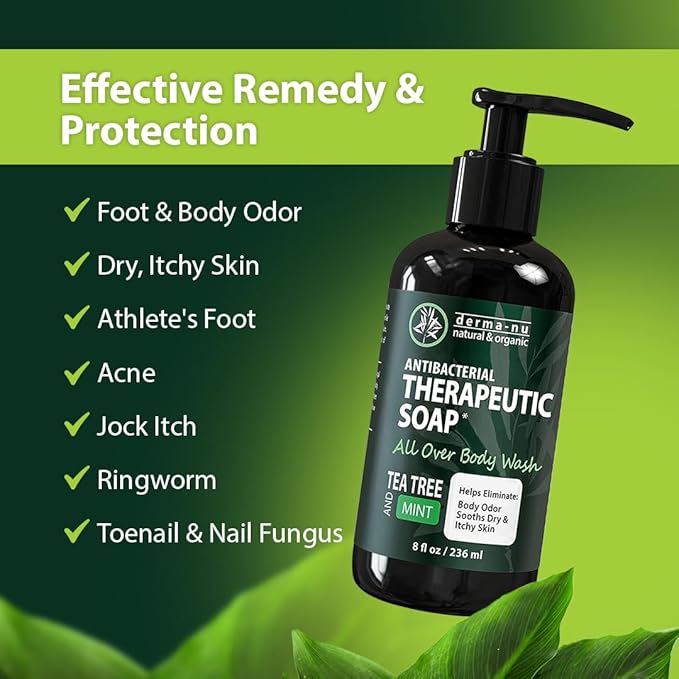 Antibacterial Body Wash - Antibacterial Soap And Tea Tree Body Wash For Jock Itch, Athletes Foot, Eczema And Back Acne - Anti Bacterial Body Soap For Men And Women Safe For All Skin Types - 2 Pack