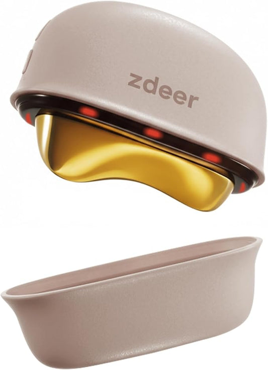 Electric Gua Sha Facial Massager Tool – Heated Brass Face & Neck Massager with LED Red Light & Soothing Vibration, Smart Dual-Mode Design for Sculpting, Lifting & Skincare Relaxation, Pink