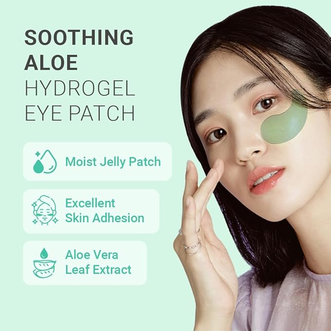 tenzero Soothing Aloe Hydrogel Eye Patch 60 Patches (90g), Aloe Vera Treatments for Puffy Eye, Fine Lines, Soothing, Eye Puffiness Reducer, Hydrating Eye Pads, Korean Under Eye Masks Skincare