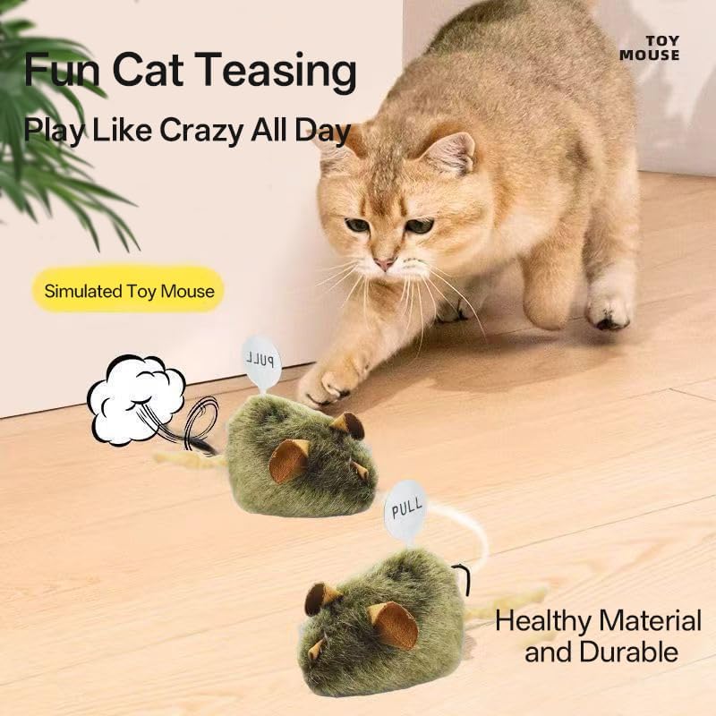 Realistic Squeaky Moving Mouse Toy for Cats - Plush Interactive Cat Toy with Sound, Automatic Electronic Cat Toy for Indoor Play, Alleviates Boredom (Ideal for Kittens & Adult Cats)