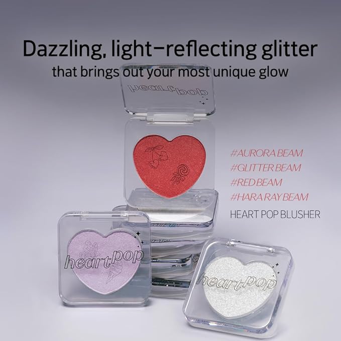 ETUDE Heart Pop Blush, Bold Red Cheek Color, Natural Highlight & Glossy Finish, Compact 0.2 oz – Red Spirit