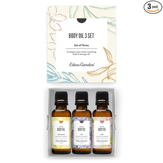 Edens Garden in Bloom Body Oil 3 Set – Floral Bath, Body & Massage Oils with Pure Essential Oils & Vitamin E, Moisturizing Aromatherapy Skincare Gift Set, 1 fl oz (30 ml)/ 3 Pack