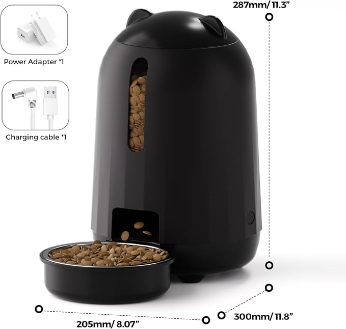 PAPIFEED Automatic Cat Feeder, 3L Cat Food Dispenser with Anti-Jam Design, Timed Cat Feeders for Dry Food, Slow Feeding Mode, Dual Power Supply Auto Pet Feeder for Cat