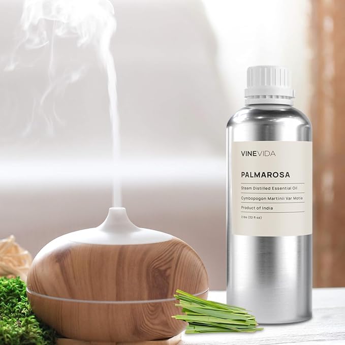 VINEVIDA Palmarosa Essential Oil - 32 oz - Undiluted - DIY Candle Scents - Bulk for Soap Making