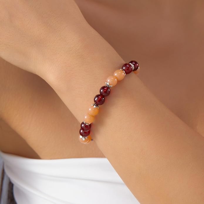 Healing Crystal Bracelet for Women Men Inspirational Bracelet Natural Stone Stretch Bracelet Spiritual Crystal Beads Bracelet Anxiety Relief Jewelry Gifts