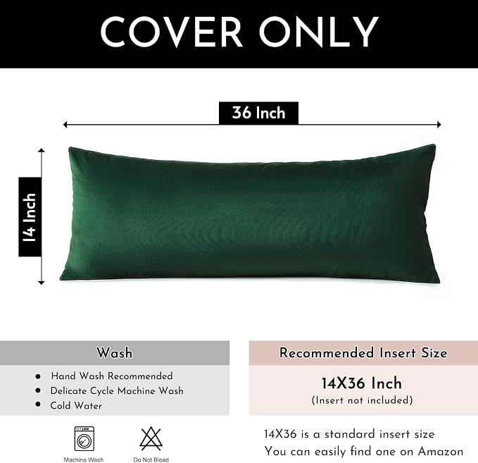 Artscope Luxury Velvet Lumbar Pillow Cover Super Soft Decorative Rectangle Throw Pillow Covers Case Cushion Covers for Sofa Couch Bedroom Car Decor 14x36 Inch Army Green