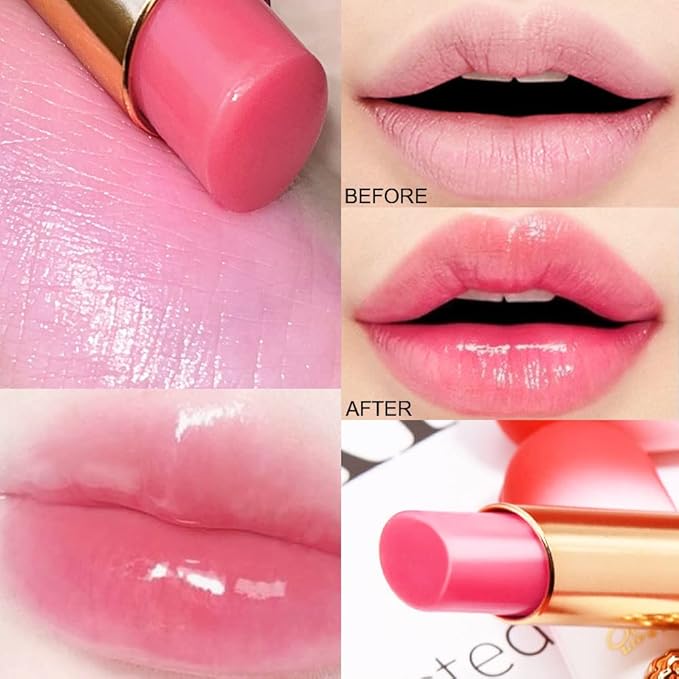 BINGBRUSH 2 Pcs Strawberry Color Changing Lipstick Queen,PH Mood Long Lasting Labiales Lip Gloss Lip Balm Tinted Magic Lip Stain Makeup Lipstick Set for Women