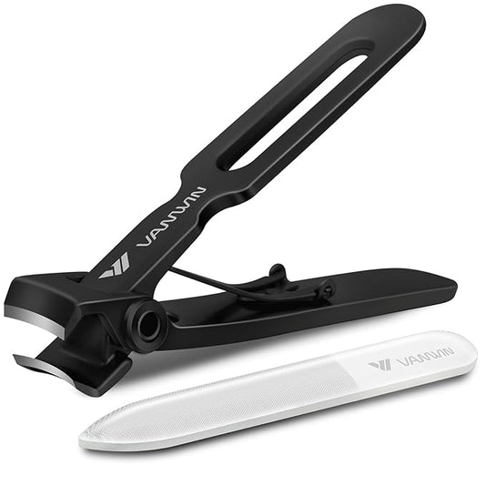 Nail Clippers for Thick Nails, 16mm Wide Jaw Opening Oversized Toenail Clippers Cutter with Sharp Curved Blade and Nail File, Heavy Duty Stainless Steel Fingernail Clippers for Seniors Elderly