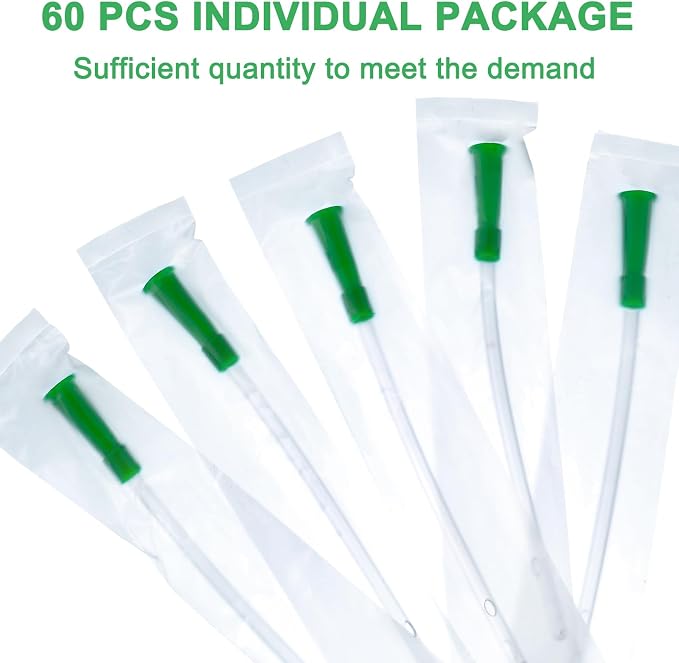 Nuanchu PVC Replacement Tubings Supplies Tubes Kit Clear Replacements Hose with Flexible Rounded End for Smooth Insert(16 FR,60 Pieces)