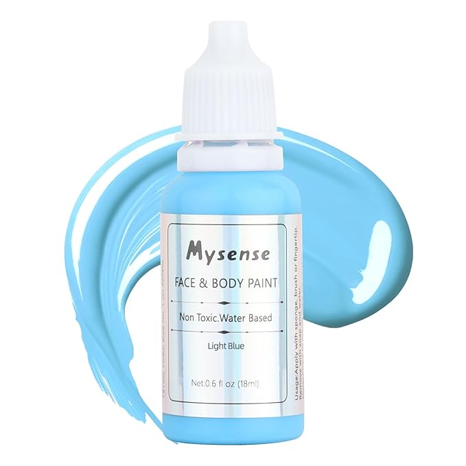 Mysense Light Blue Face Body Paint,Water Based Washable Face Paint,Non-toxic Cream Body Paint for Adults and Children Halloween SFX Cosplay Corpse Bride Sally Avatar Makeup,0.6oz