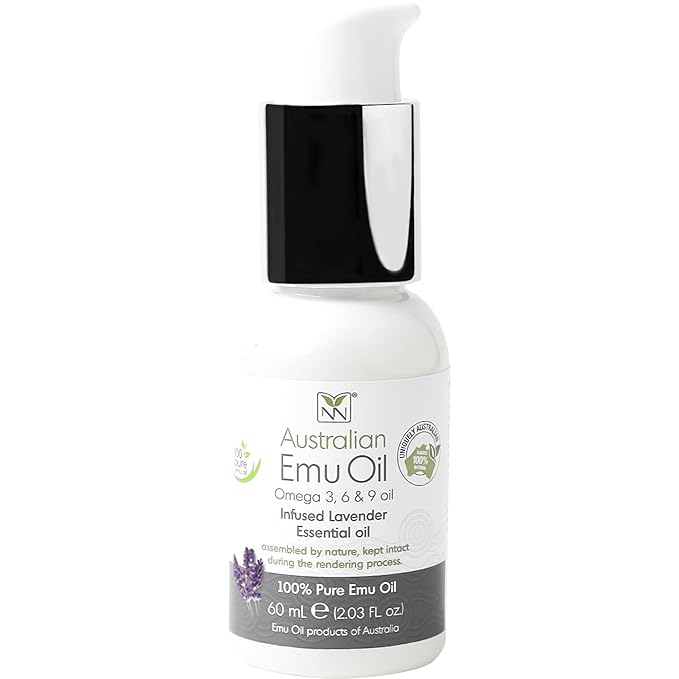 Y Not Natural Pure Emu Oil - Organic Moisture for Face, Body, Hair, Scalp & Nails - Rich in Omega 3-6-9, Vitamins & Essential Minerals - Australian Emu Oil (60ml) 2.03 fl oz - Lavender