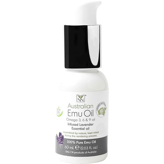 Y Not Natural Pure Emu Oil - Organic Moisture for Face, Body, Hair, Scalp & Nails - Rich in Omega 3-6-9, Vitamins & Essential Minerals - Australian Emu Oil (60ml) 2.03 fl oz - Lavender