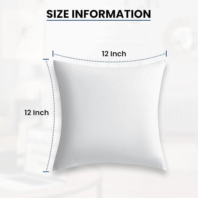 Hannah Linen Throw Pillow Inserts 12x12 – 4 Pack Square Pillow Insert | Decorative Pillow Insert for Couch, Sofa & Bed, Soft Fluffy Polyester Filled Cushion Stuffers, Indoor Home Decor Pillows