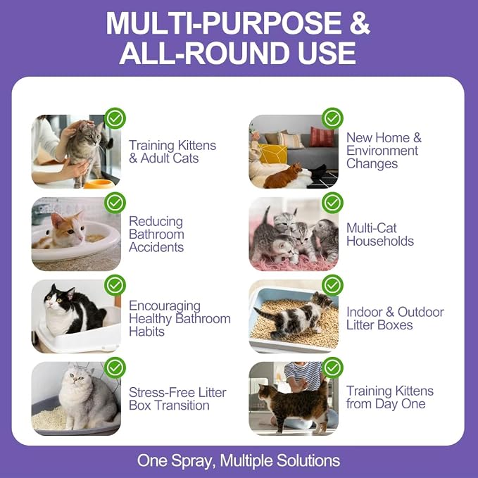 Cat Litter Training Spray, 150ml Litter Box Attractant for Cats & Kittens | Natural attractant helps guide cats and kittens to the litter box for easier training, retraining, and new-home transitions.