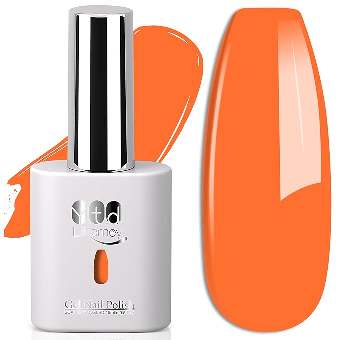 YTD Likomey Sunny Orange Gel Nail Polish,15ml Salon Home DIY Manicure and Pedicure Fall Winter UV Color Varnish,CS466