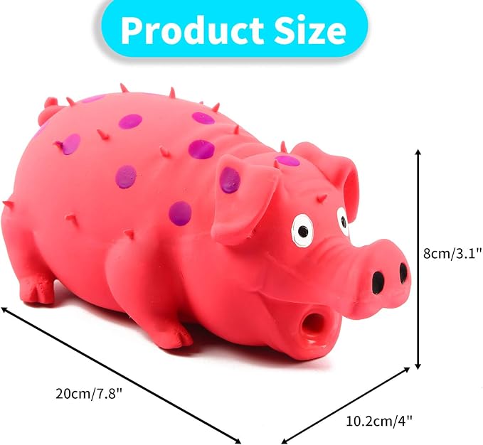 2-Pack Squeaky Pig Dog Toys - Durable Rubber Chew Toys with Oinking & Grunting Sounds for Small, Medium & Large Dogs - Interactive Latex Puppy Toy Set