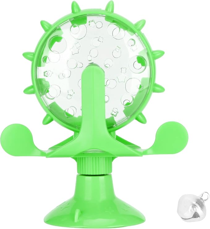 VINGVO Cat Treat Dispenser Toy, Interactive Cat Feeder 360 Degree Rotating Windmill Leaking Food Toy for Indoor Cats with Suction Cup Cat Camera Treat Dispenser Cat Treat Dispenser Toy