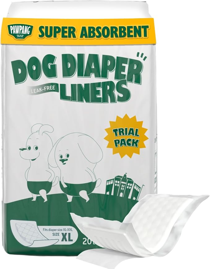 Dog Diaper Liners Trial Pack, Absorbent Inserts, 20ct, X-Large | Try Before Full Pack