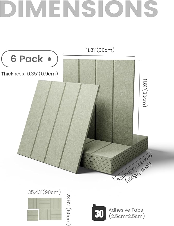 Fluxynara 36" x 24" Large Felt Bulletin Board, Sage | 6 Pack Cork Board Alternative with 30 Safe Adhesive Tabs, Pin Boards for Wall Decor, Home, Office, Classroom,Dorm