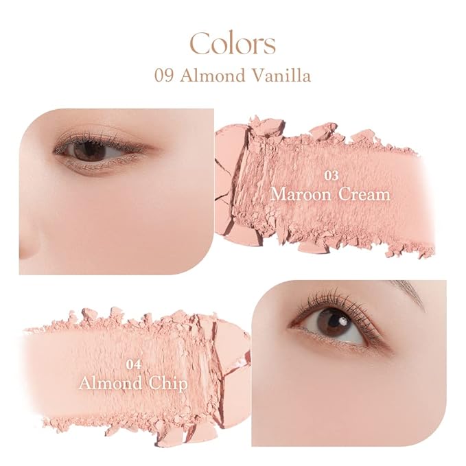 Dasique Blending Mood Cheek #09 Almond Vanilla | 4 Blendable Shades in Lightweight Smooth Powder | Vegan | Blush