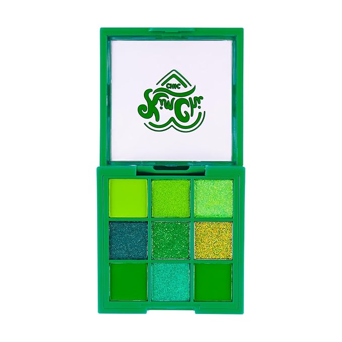 KimChi Chic Jewel Collection Eyeshadow Palette - Pigmented Blendable & Long Lasting Colors, Matte & Glitter Shades, Includes Jewel Stickers, Cruelty Free, Emerald