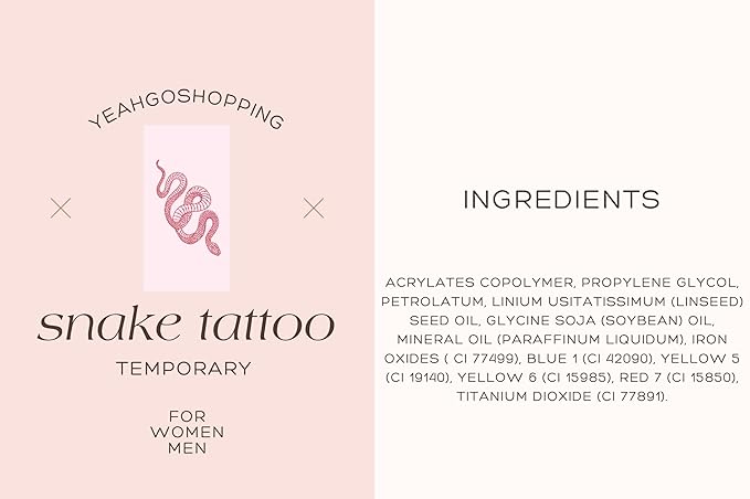 3 Sheets Yeahgoshopping Realistic Big Size Red Snake Waterproof Temporary Tattoo Stickers For Women Men Body Art Waist Decals Fake Tattoo