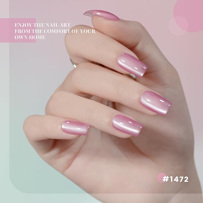RARJSM Sheer Pastel Glaze Glassy Ceramic Cat Eye Gel Nail Polish Set 6Pcs Light Green Mint Sky Blue Nude Rosy Pink Lavender Mauve Moonlight Shimmer Cateye Gelpolish with Magnetic Stick Curing Require