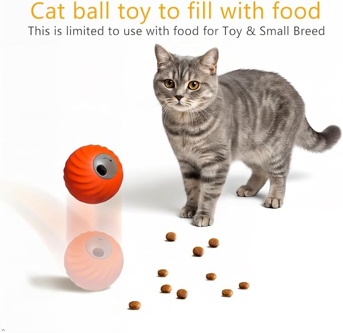 Interactive Pet Food Dispensing Ball, Electronic Treat Puzzle Toy for Cats and Small Dogs, 2.83 Inch Diameter, USB Type-C Charging (Blue)