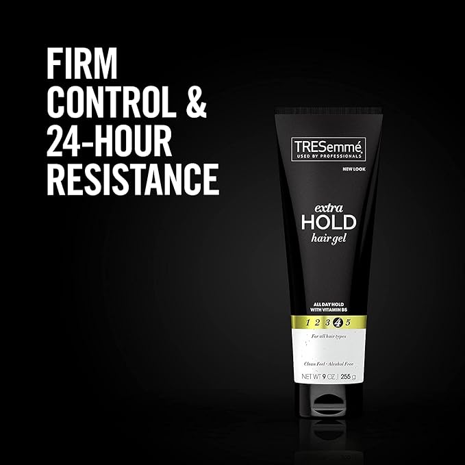 TRESemme Hair Gel with Vitamin B, Extra Hold Hair Gel, Protect Hair from Damaging Hair Dryer, Styling Tools & Appliances, Volumizing Hair Products with Frizz Control, 5 Tubes - 9 Oz. Ea.
