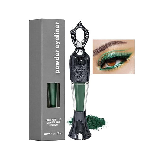 Powder Eyeliner, Multi-Use Eyeliner Powder Long-Wearing & Smudge-Proof Intense Color Easy To Apply, Gentle & Skin-Friendly Formula, Smoothly Outlines The Eye-Liner For Women, #02 Dark Green