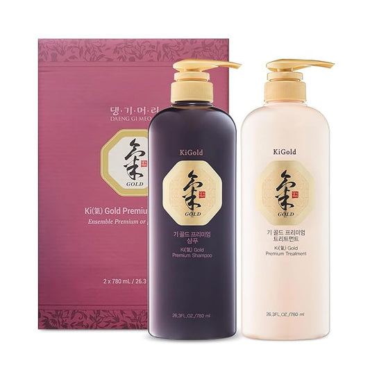 Daeng Gi Meo Ri - Ki Gold Premium Shampoo and Treatment Set, Promotes Healthy Hair Growth, Scalp Stimulant, Prevents Hair Loss, 26.3 FL OZ Each
