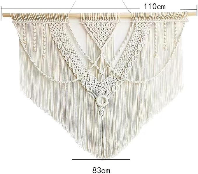 guzhiou Large Macrame Wall Hanging, Boho Woven Tapestry Decor Art, 43"x32" | Handmade bohemian woven tapestry for bedroom, living room, apartment. Perfect Boho style wall decor art for weddings, parties